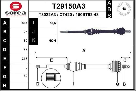 EAI T29150A3 - Piedziņas vārpsta ps1.lv