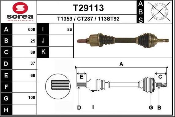 EAI T29113 - Piedziņas vārpsta ps1.lv