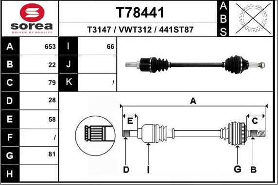 EAI T78441 - Piedziņas vārpsta ps1.lv