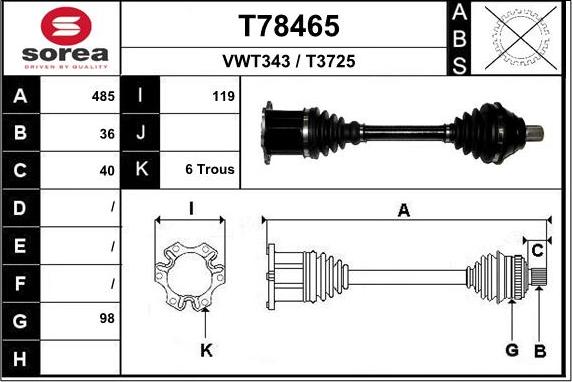 EAI T78465 - Piedziņas vārpsta ps1.lv