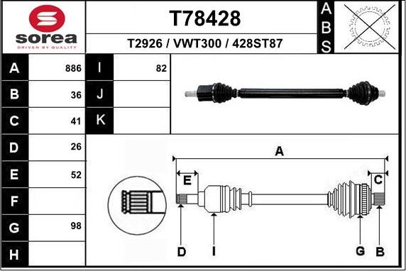 EAI T78428 - Piedziņas vārpsta ps1.lv