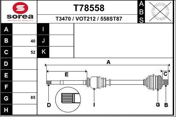 EAI T78558 - Piedziņas vārpsta ps1.lv