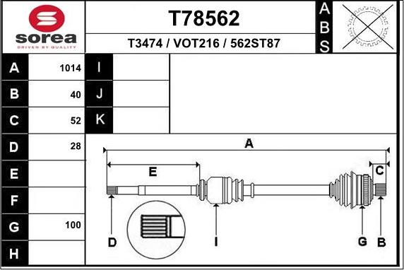 EAI T78562 - Piedziņas vārpsta ps1.lv