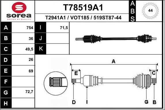 EAI T78519A1 - Piedziņas vārpsta ps1.lv