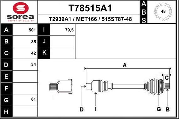 EAI T78515A1 - Piedziņas vārpsta ps1.lv