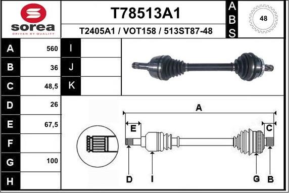 EAI T78513A1 - Piedziņas vārpsta ps1.lv