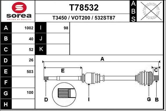 EAI T78532 - Piedziņas vārpsta ps1.lv