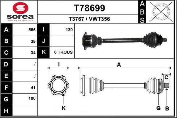 EAI T78699 - Piedziņas vārpsta ps1.lv