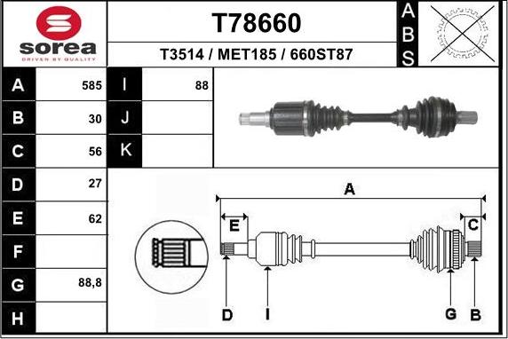 EAI T78660 - Piedziņas vārpsta ps1.lv