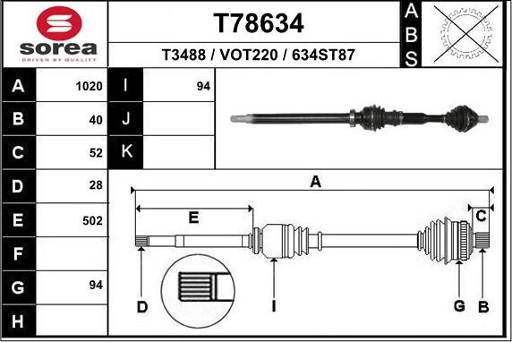 EAI T78634 - Piedziņas vārpsta ps1.lv