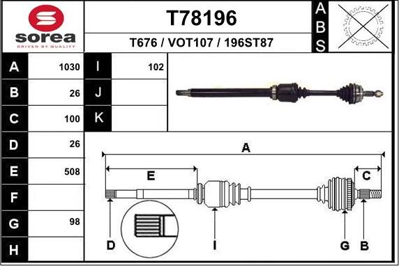 EAI T78196 - Piedziņas vārpsta ps1.lv