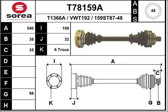 EAI T78159A - Piedziņas vārpsta ps1.lv