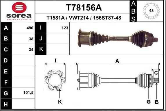 EAI T78156A - Piedziņas vārpsta ps1.lv