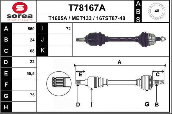 EAI T78167A - Piedziņas vārpsta ps1.lv