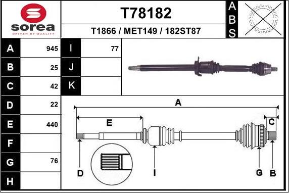 EAI T78182 - Piedziņas vārpsta ps1.lv