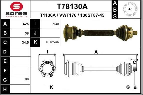 EAI T78130A - Piedziņas vārpsta ps1.lv