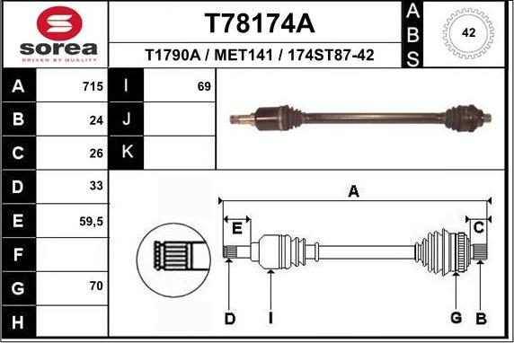 EAI T78174A - Piedziņas vārpsta ps1.lv