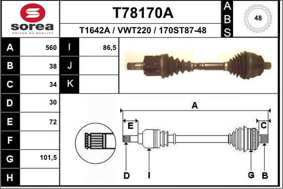 EAI T78170A - Piedziņas vārpsta ps1.lv