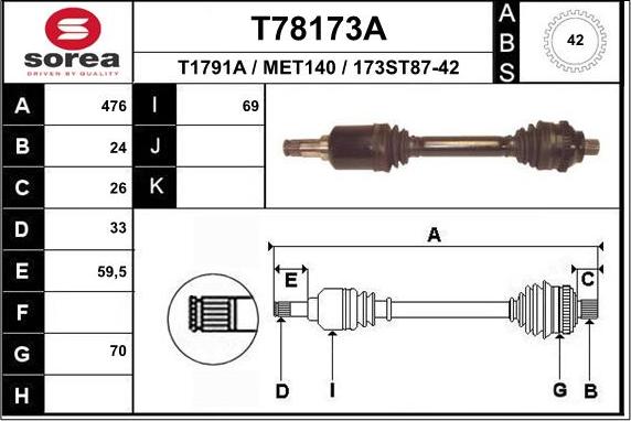 EAI T78173A - Piedziņas vārpsta ps1.lv