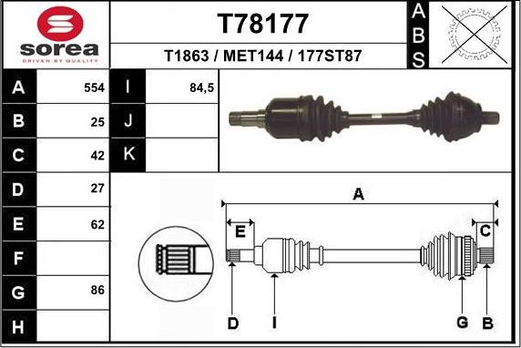 EAI T78177 - Piedziņas vārpsta ps1.lv