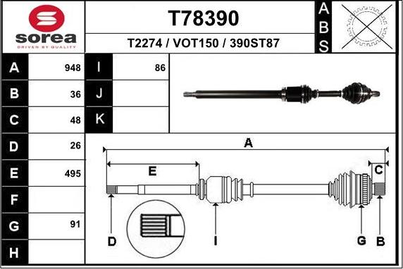 EAI T78390 - Piedziņas vārpsta ps1.lv