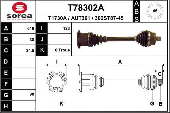 EAI T78302A - Piedziņas vārpsta ps1.lv