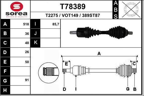 EAI T78389 - Piedziņas vārpsta ps1.lv