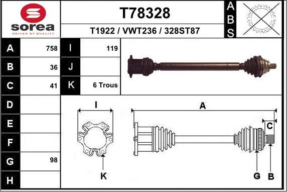 EAI T78328 - Piedziņas vārpsta ps1.lv