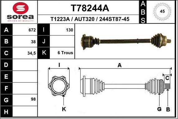 EAI T78244A - Piedziņas vārpsta ps1.lv