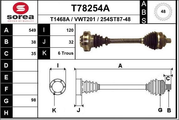 EAI T78254A - Piedziņas vārpsta ps1.lv