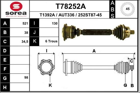 EAI T78252A - Piedziņas vārpsta ps1.lv