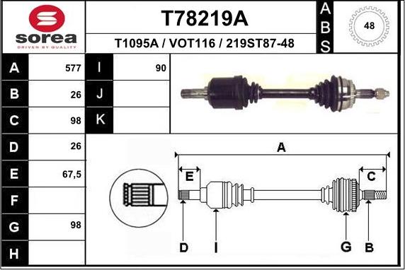 EAI T78219A - Piedziņas vārpsta ps1.lv