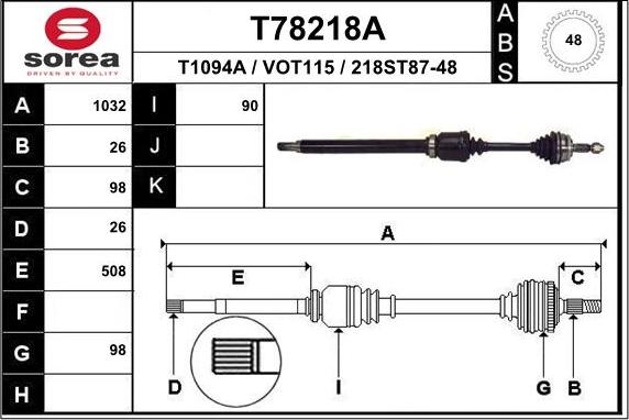 EAI T78218A - Piedziņas vārpsta ps1.lv