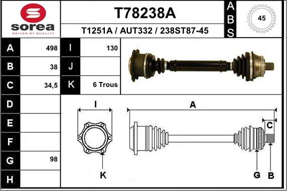 EAI T78238A - Piedziņas vārpsta ps1.lv