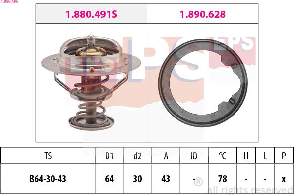 EPS 1.880.496 - Termostats, Dzesēšanas šķidrums ps1.lv