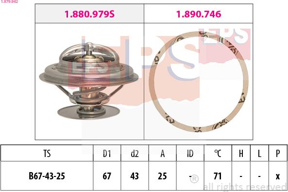 EPS 1.879.942 - Termostats, Dzesēšanas šķidrums ps1.lv