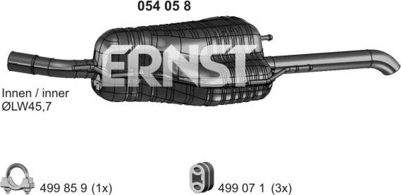 ERNST 054058 - Izplūdes gāzu trokšņa slāpētājs (pēdējais) ps1.lv