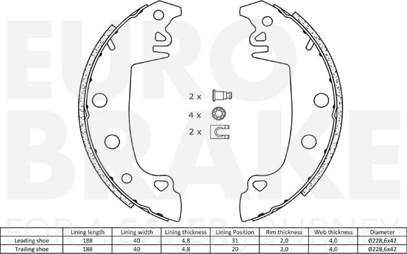 Eurobrake 58492799490 - Bremžu loku komplekts ps1.lv