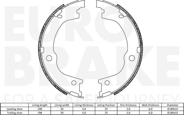 Eurobrake 58492734845 - Bremžu loku komplekts ps1.lv