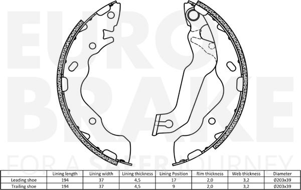 Eurobrake 58492734703 - Bremžu loku komplekts ps1.lv