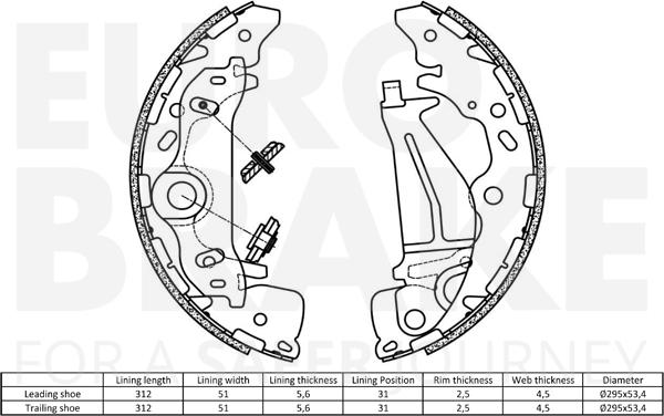 Eurobrake 58492735811 - Bremžu loku komplekts ps1.lv