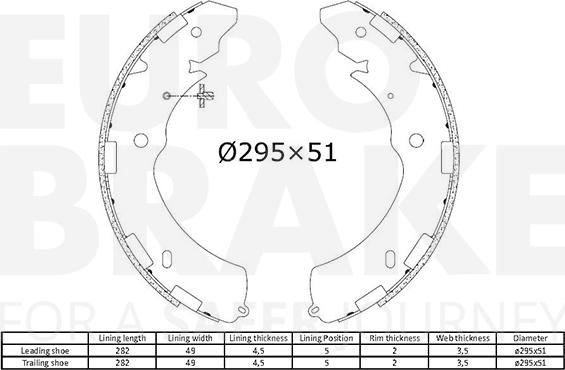 Eurobrake 58492730842 - Bremžu loku komplekts ps1.lv