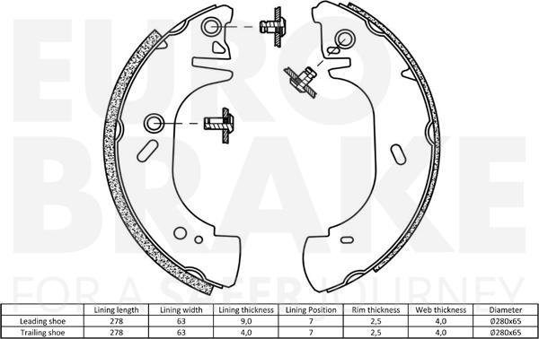 Eurobrake 58492725571 - Bremžu loku komplekts ps1.lv