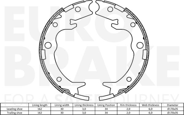 Eurobrake 58492726650 - Bremžu loku komplekts ps1.lv