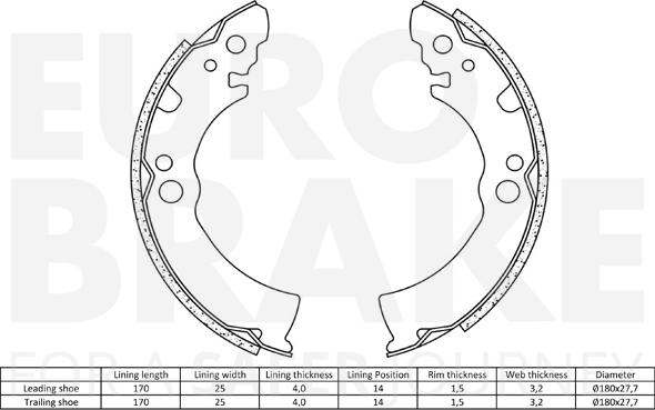 Eurobrake 58492722404 - Bremžu loku komplekts ps1.lv