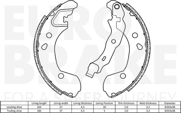 Eurobrake 58492722693 - Bremžu loku komplekts ps1.lv