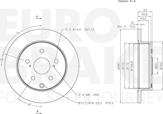 Eurobrake 58153145114 - Bremžu diski ps1.lv