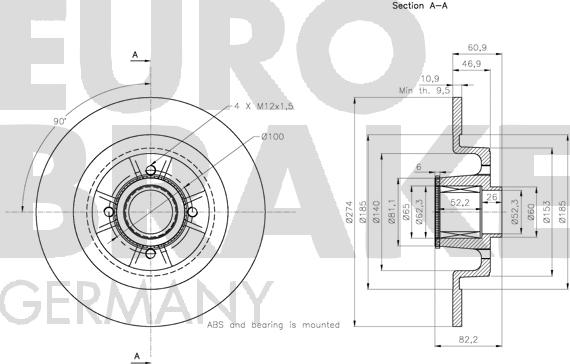 Eurobrake 5815313967 - Bremžu diski ps1.lv