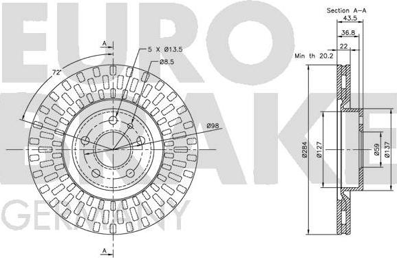 Eurobrake 5815209925 - Bremžu diski ps1.lv