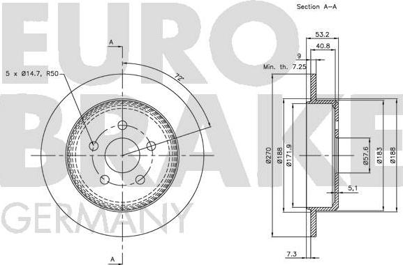 Eurobrake 5815209310 - Bremžu diski ps1.lv